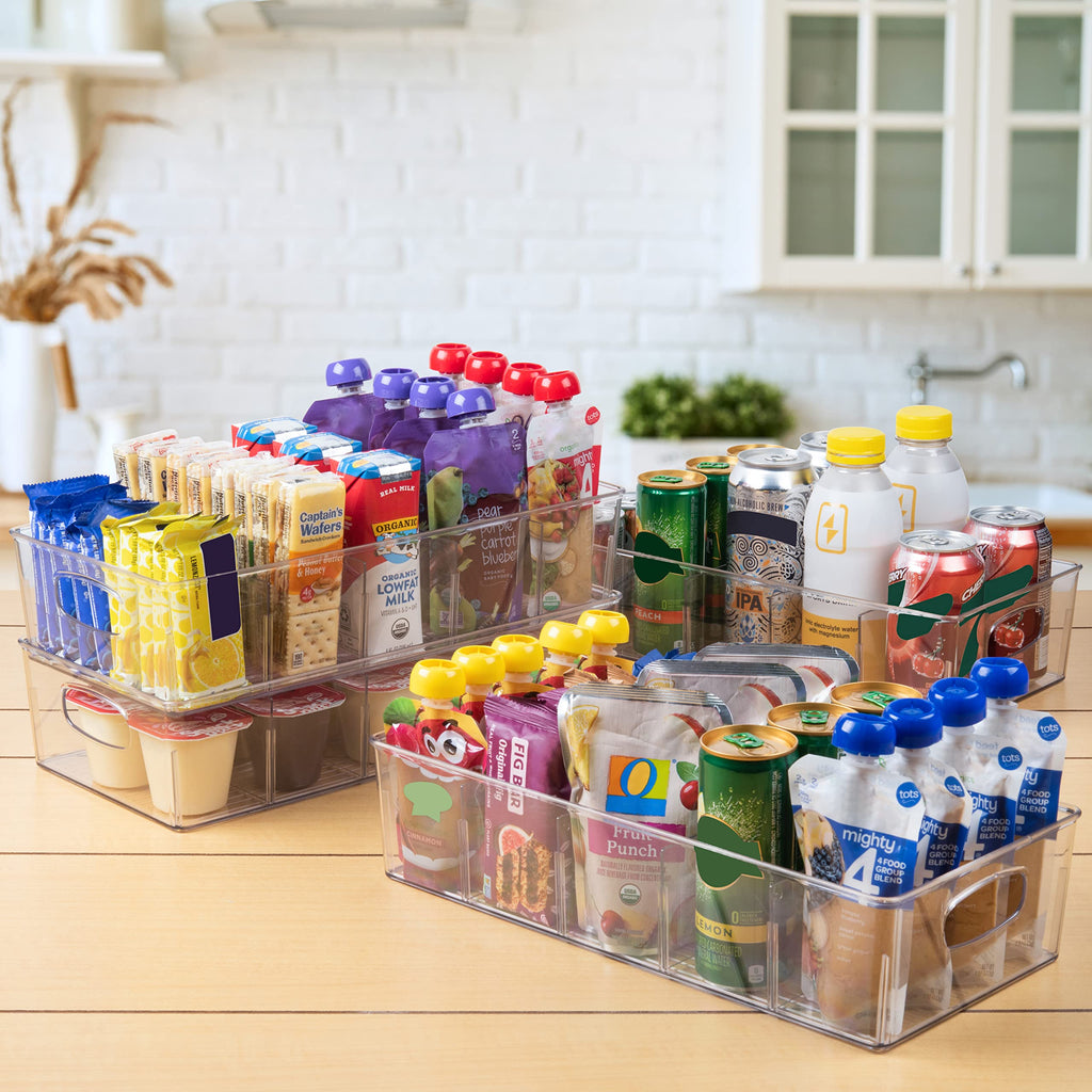 ClearSpace Pantry Storage Bins with Removable Dividers, XL, 4 Pack