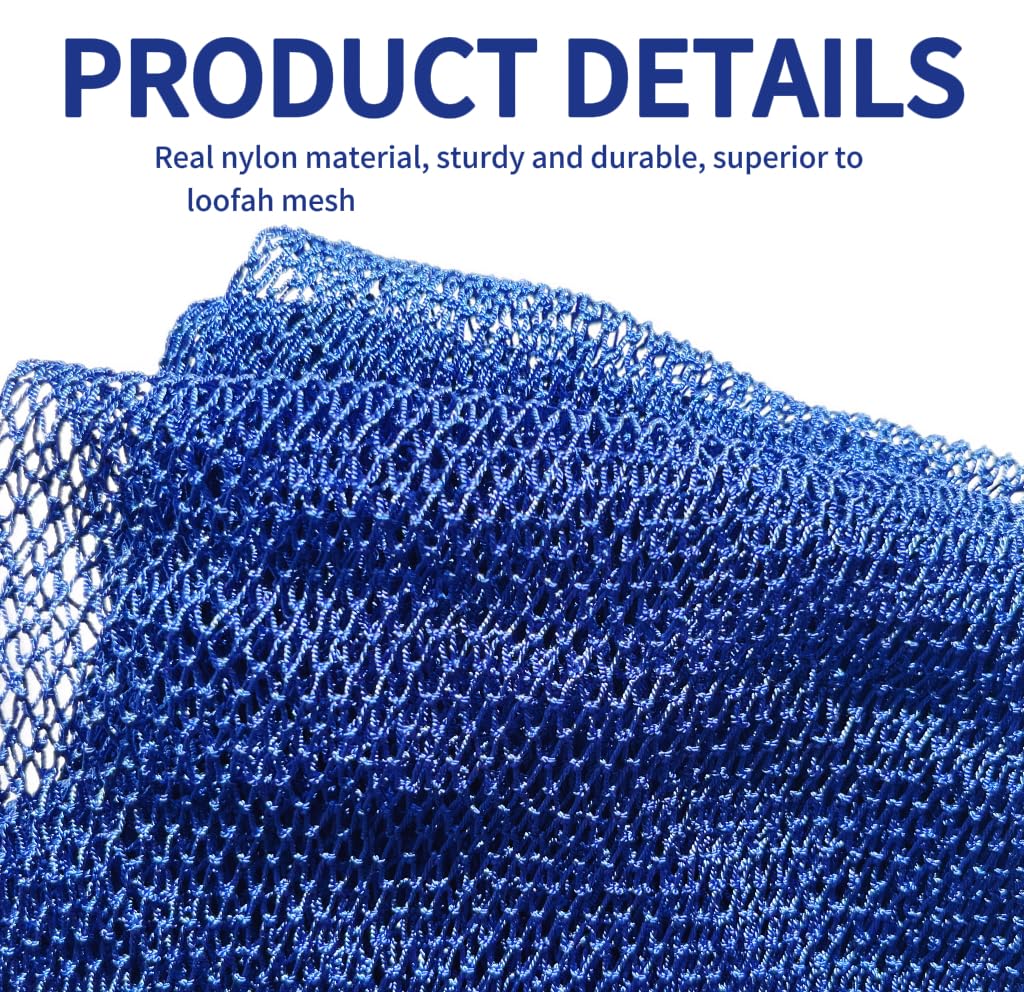 SPMKTBOZAI African Net Sponge Authentic, African Exfoliating Sponge Real African Net Black Owned, African Bath Sponge Back Scrubber, Body Exfoliator Shower Bath Accessories (Blue)