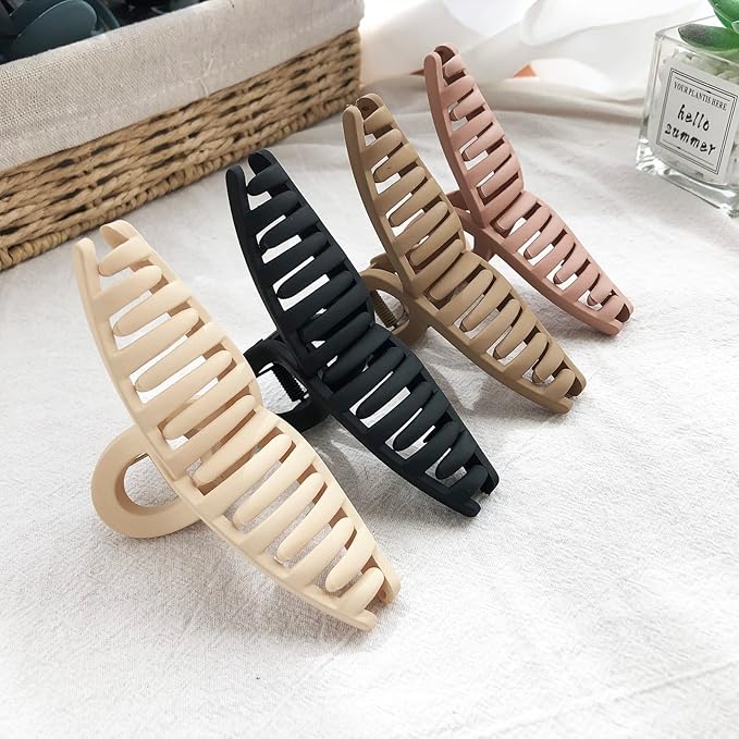 Nalodu Hair Claw Clips Large 4.3 Inch No Slip Big Matte Glossy Butterfly Clip for Thin Fine, Medium Thick Hair Women, 5 Pack