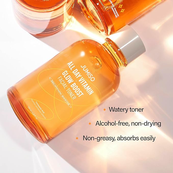 JUMISO All Day Vitamin Glow Boost Facial Toner, Vitamin Daily Toner, Vitamin B,C Toner, Skin Brightening Hydrating, Glowing Toner, Naturally Radiant&Plump Skin, EO&Fragrance Free, 125ml 4.22 FL.OZ