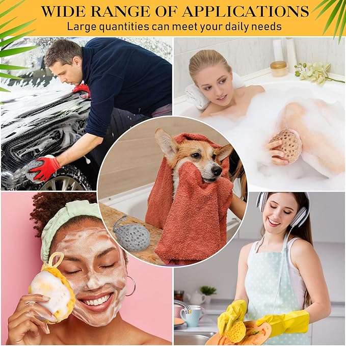 FoldTier 6 Pcs Bath Sponge Deep Cleansing Body Loofah Gentle and Deep Exfoliating Body Scrubber Bath Accessories Men Women Baby Sponge for Bathing Shower (Classic Color)