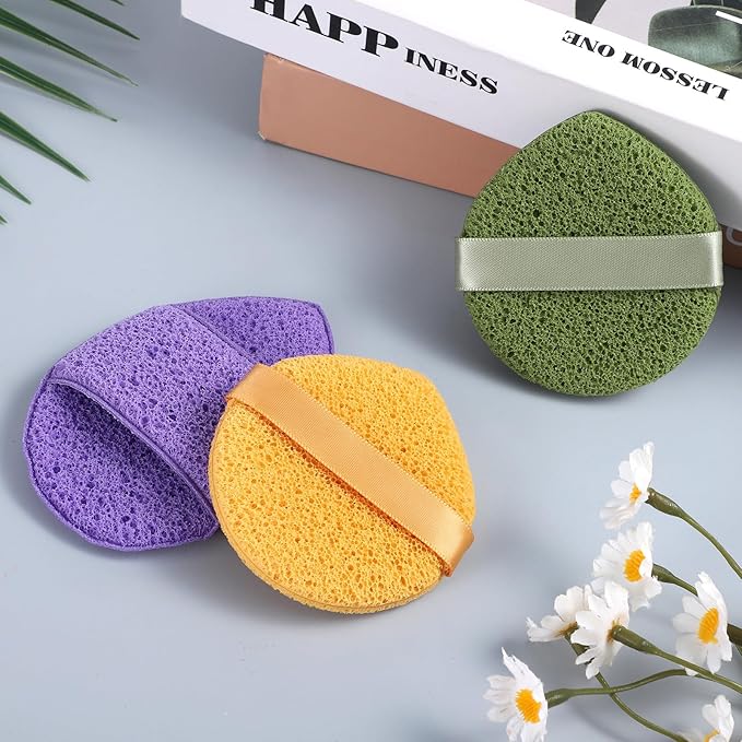 3 PCS Facial Cleansing Sponge Face Reusable Soft Facial Sponges Exfoliating Sponge for Face Spong for Washing Makeup Removal, Travel Friendly Daily Cleansing Faces Scrubber