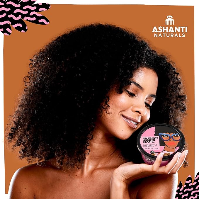 Ashanti Naturals Scented Whipped Shea Butter for Skin | Moisturizing African Raw Shea Butter, Almond Oil and Coconut (Pink Kisses Souffle, 8oz)