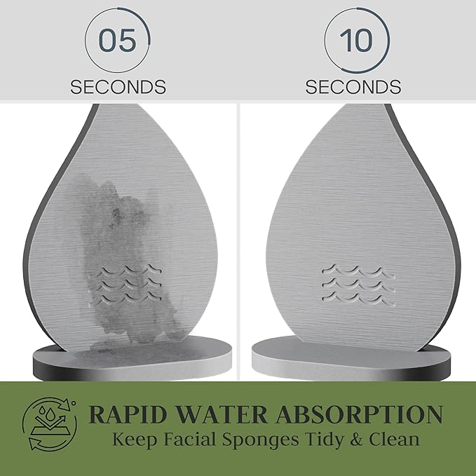 Facial Sponge Holder Compatibe with Buff-Puff Facial Sponge, Diatomite Water Absorbing Stone Drying Makeup Sponge Holder for Bathroom Counter