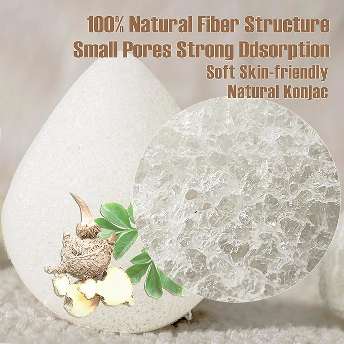 Natural Walnut Konjac Facial Sponges - Waterdrop- for Gentle Face Cleansing and Exfoliation Eco-Friendly - Skincare Face Body Washing Cleaning - with White Pure Konjac,1pc.