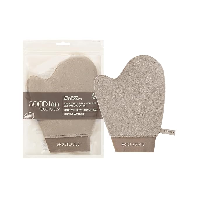 EcoTools Good Tan Full-Body Tanning Mitt, For Self Application, Use Soft Self Tanner Mitt With Mousse, Lotions, & Waters, Eco Friendly Sunless Applicator, Vegan, & Cruelty-Free, 1 Count