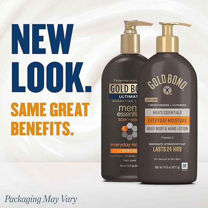 Gold Bond Men's Essentials Everyday Moisture Body & Hand Lotion, 14.5 oz