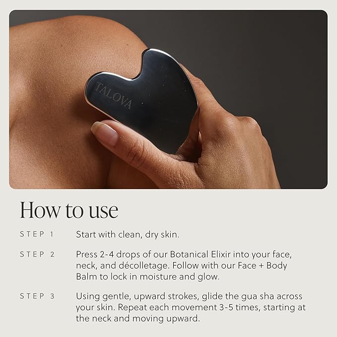TALOVA - 304-Grade Stainless Steel Gua Sha Facial Tool, Easing Facial Tension, Massage and Sculpting Tool for Face and Body, Encourage Lymphatic Drainage, Jawline Sculptor, Skin Care Gift