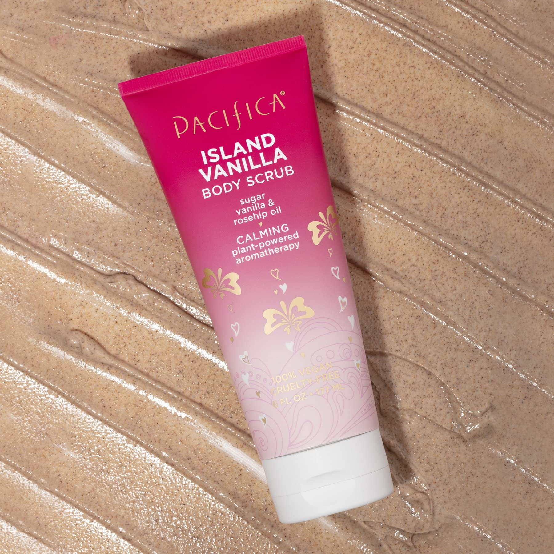 Pacifica Body Scrub - Sugar Island Vanilla Full Body Wash – Exfoliating & Moisturizing w/Rosehip Oil - Coconut & Vanilla Scented - Clean Beauty Vegan & Cruelty-Free Dermatologist Tested