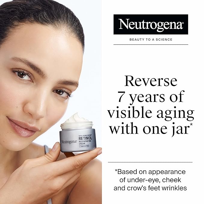 Neutrogena Rapid Wrinkle Repair Retinol Face Moisturizer, Fragrance Free, Daily Anti-Aging Face Cream with Retinol & Hyaluronic Acid to Fight Fine Lines, Wrinkles, & Dark Spots, 1.7 oz