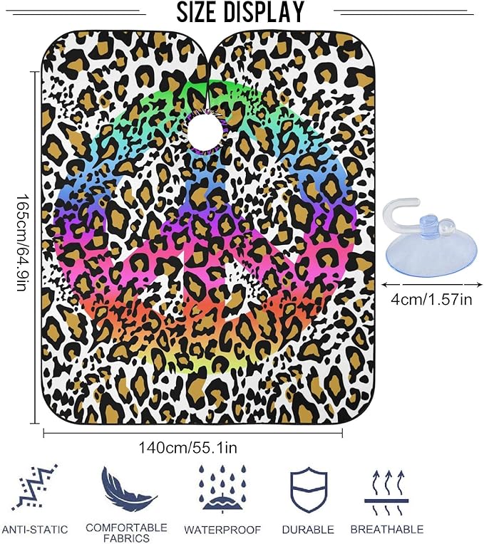 visesunny Barber Cape Leopard Grain Polyester Hair Cutting Salon Cape Apron Anti-Static Haircut Water-Resistant Shaving Cloth Beard Shaving Bib Hairdressing Cape
