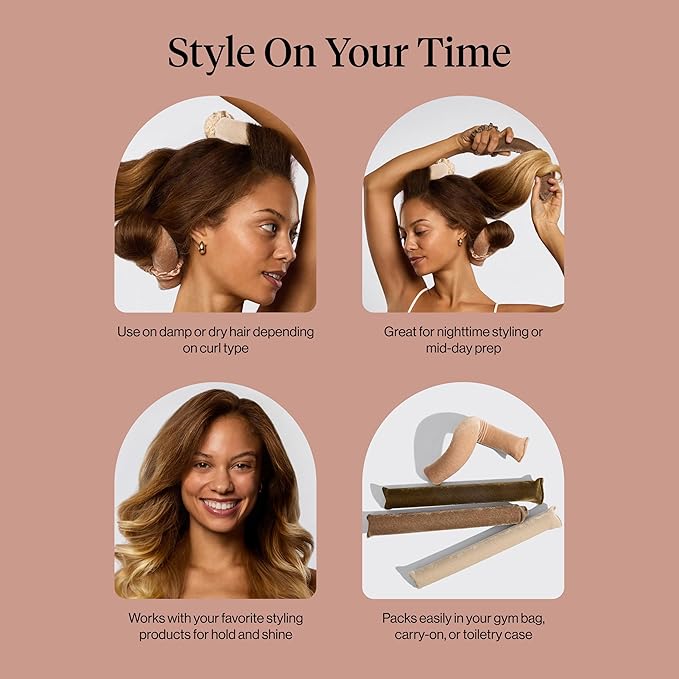 Kitsch Velvet Jumbo Flexi Rods, Heatless Curling Rods - No Heat Curls Overnight, Comfortable Hair Curlers to Sleep In for Frizz-Free and No Heat Damage Styling - 4pcs, Eucalyptus
