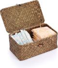 Sumnacon Small Wicker Basket with Lid,Tampon Holder for Bathroom,Coffee,XS