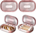 Kigley 4 Pcs Hair Tie Container Small Portable Travel Cotton Swab Holder Flosser Dispenser with Lid Plastic Box Storage Containers for Small Items, 3.94 x 2.76 Inch (Pink)