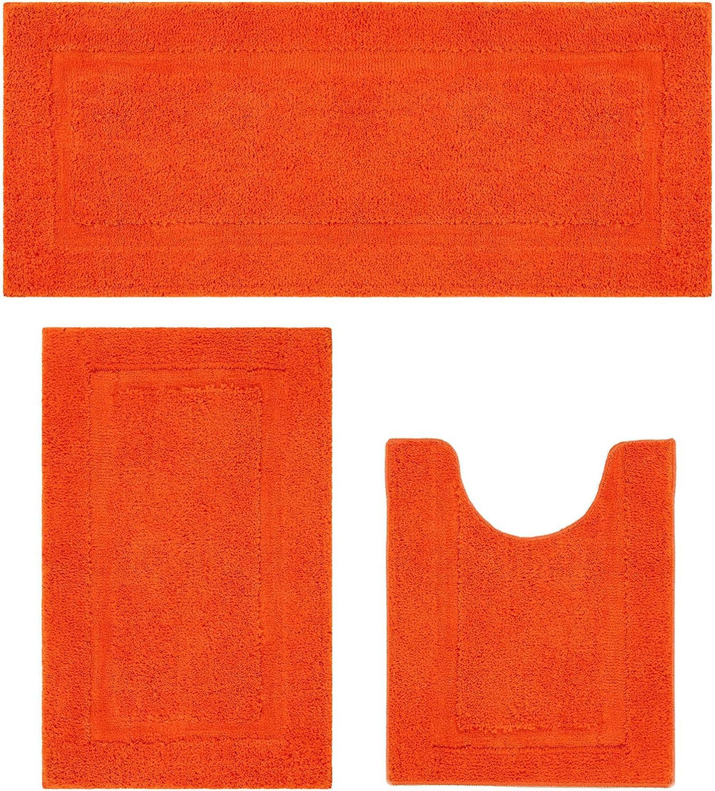 SHACOS Orange Bathroom Rugs Sets 3 Piece Bath Mat U Shaped Toilet Rug