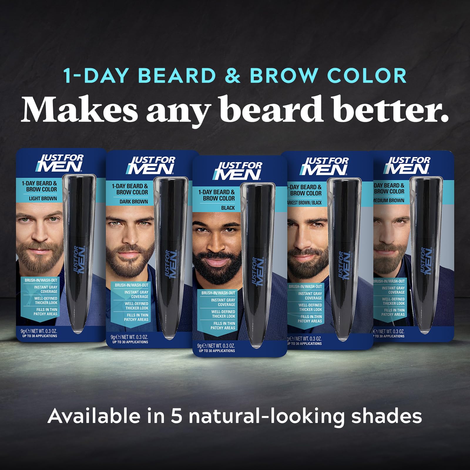 JUST FOR MEN 1-Day Beard & Brow Color, Temporary Color, Dark Brown