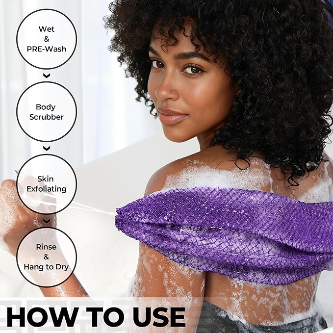 African Net Sponge Authentic - Exfoliating Back Scrub Bath Sponge with Knots - Afro Scrub Body Scrubber Exfoliator Washcloth - African Body Care Daily Use Shower Essentials