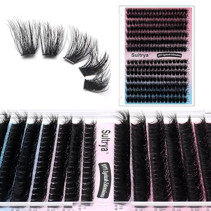DIY Lash Extensions, Dramatic 80D 100D Fluffy Lash Clusters, 280PCs Faux Mink Multi Layer Lash Extensions, Soft Lightweight Full Volume False Eyelashes for Home Use (9-16mm, 80D+100D Fluffy)
