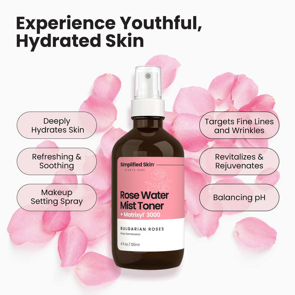 Simplified Skin Rose Water Spray for Face with Matrixyl 3000 & Glycerin