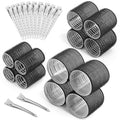 Self Grip Hair Rollers and Curlers Set - 24 Pieces with 3 Sizes (4 Jumbo, 4 Large, 4 Medium) and 12 Clips for Long, Short, Thick, Fine Hair Styling