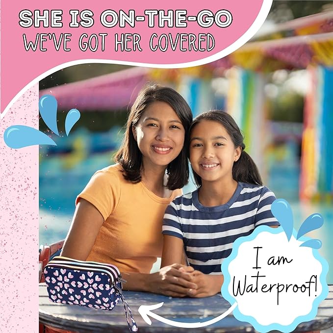 Mark and Lola's First Period Pal Pack to-Go Kit | 24 pcs | First Period Kit for Tweens | Teen Period Kit| Discrete Period Bag, Pads, Panty Liners, Period Kits for Tweens 10-12 (Hearts)