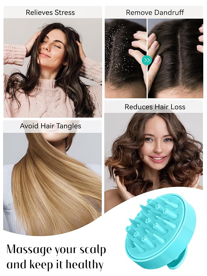 HEETA Scalp Massager Hair Scrubber Shampoo Brush Exfoliator for Hair Growth