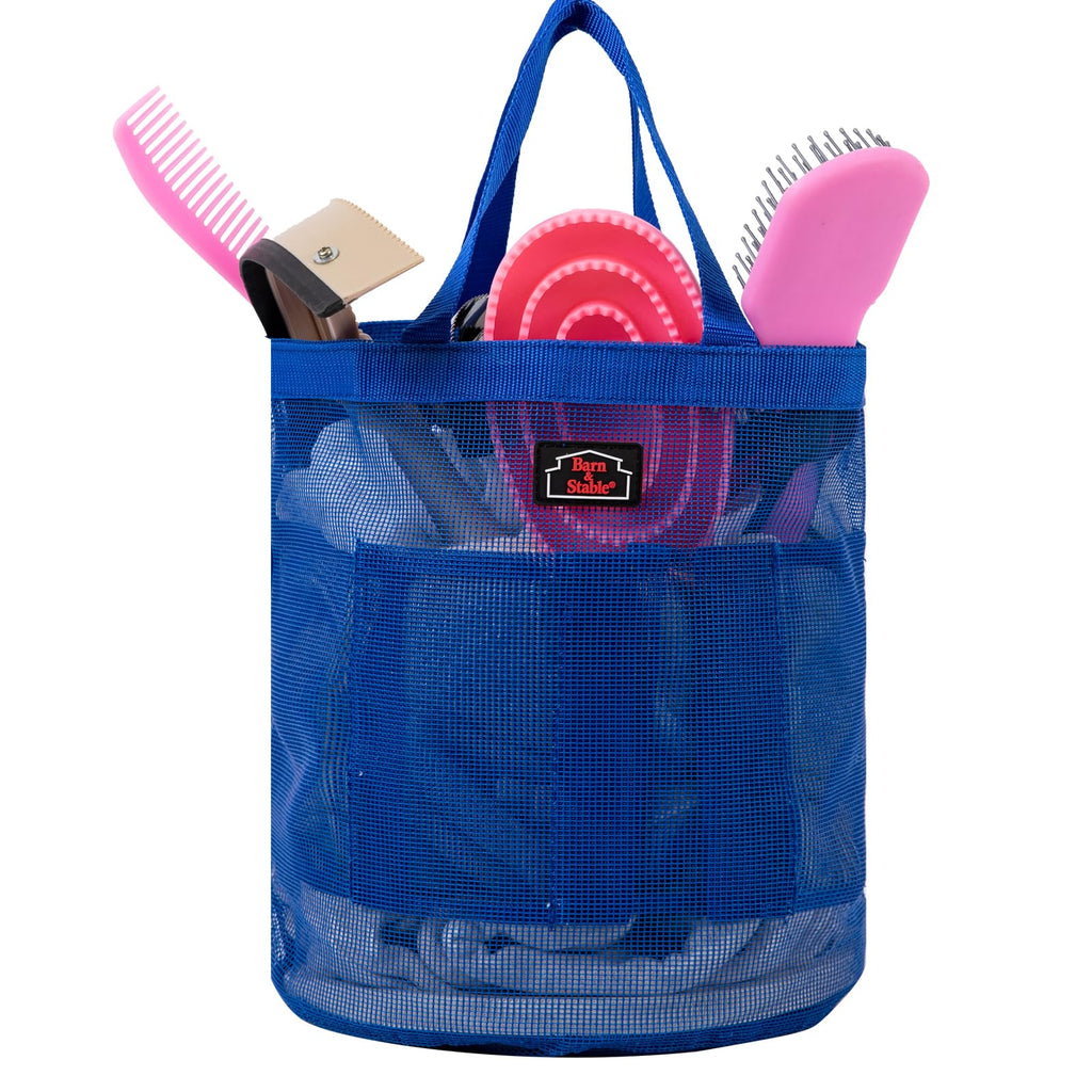 BARN & STABLE Breathable & Waterproof Mesh Horse Grooming Bag with 8 Pockets Tear-Resistant Grooming Tote for Horse Grooming Caddy Bag Organizer to Secure Items (Blue)