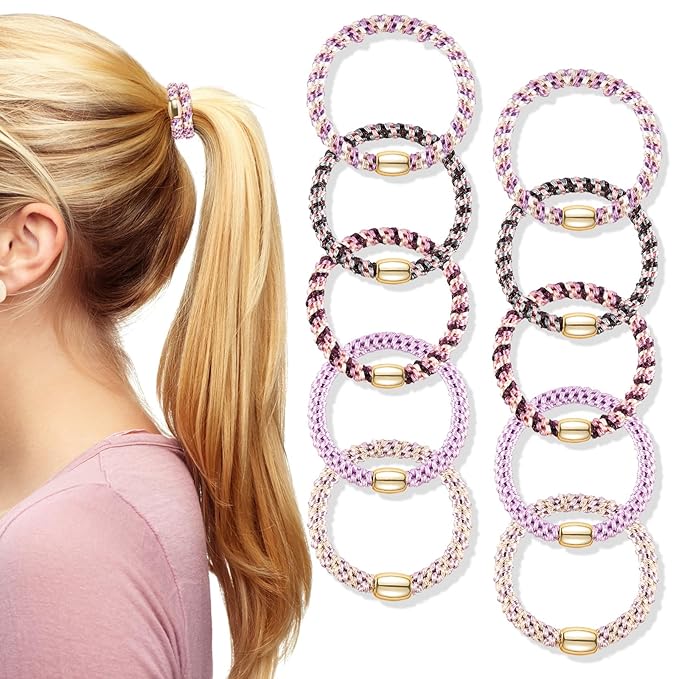 FORENEE Hair Ties No Damage - 20PCS Ponytail Holders - Elastic Hair Ties for Thick Hair - Braided Hair Bands for Women Girls's Hair - Violet