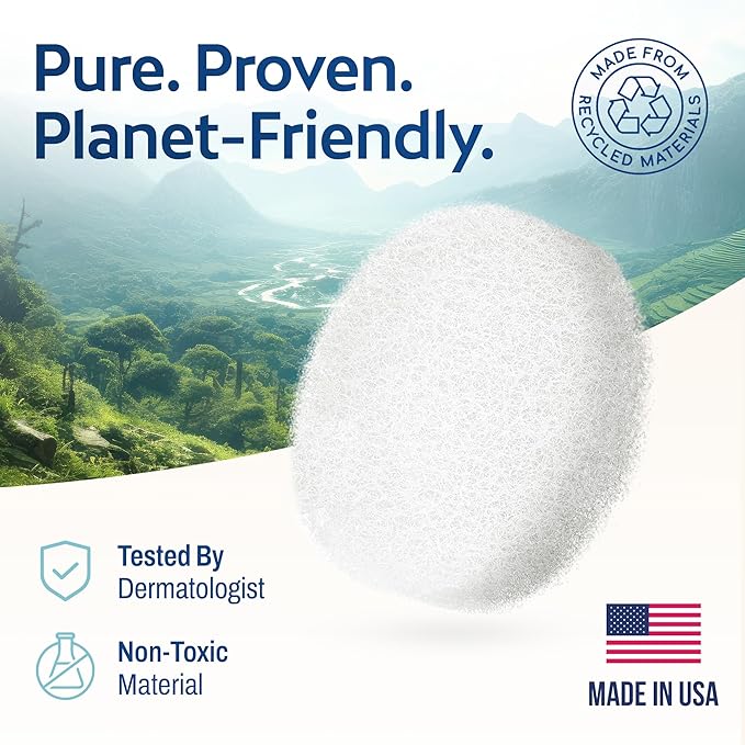 HartFelt Round Face Scrubber for Women | Reusable Facial Sponges for Daily Cleansing | Facial Exfoliating Pads for Removing Dead Skin, Dirt & Makeup | Use with Favorite Cream | Made in USA - 4 Count
