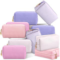 Kigeli Aesthetic Makeup Bags PU Leather Cosmetic Pouches Waterproof Plain Toiletry Bags Makeup Pouches Bulk for Women Party Gift Travel Storage Organizer (Pink Purple,7.1 x 2.8 x 4.3 in)