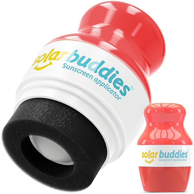 Solar Buddies Sunscreen Applicator - Single Red - Refillable Roll on Sponge Sunscreen, Suncream & Lotion Applicator For Kids, Adults & Families - Holds 3.4fl oz, Perfect Size for Travel