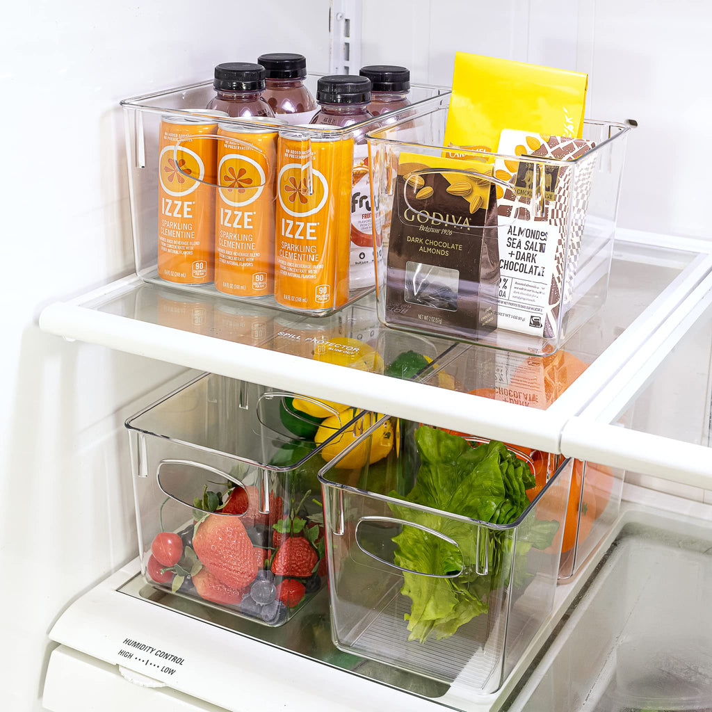 Sorbus Small Clear Plastic Storage Bins for Shelves, Clothes, with Handle - Clear Storage Bins, Drawer, Shelf, Closet, Pantry, Fridge, Freezer Organizer Bins, Closet Organizers and Storage (8 pack)