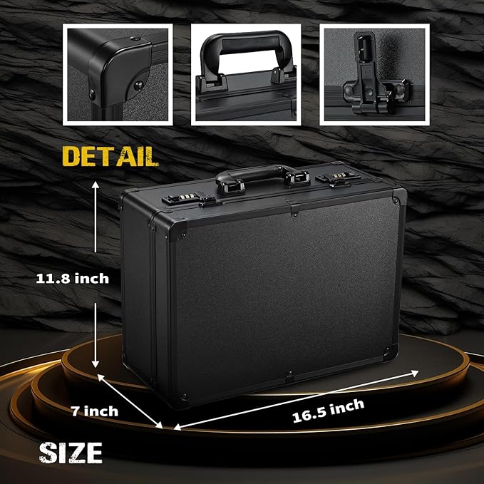 Yueieoun Barber Accessories Case, Profesional Barbers Briefcase Tool Case, Barber Cases for Clippers and Supplies, Hair Scissors Clippers Trimmer Organizer, Barbers Suitcase with Code Lock Black