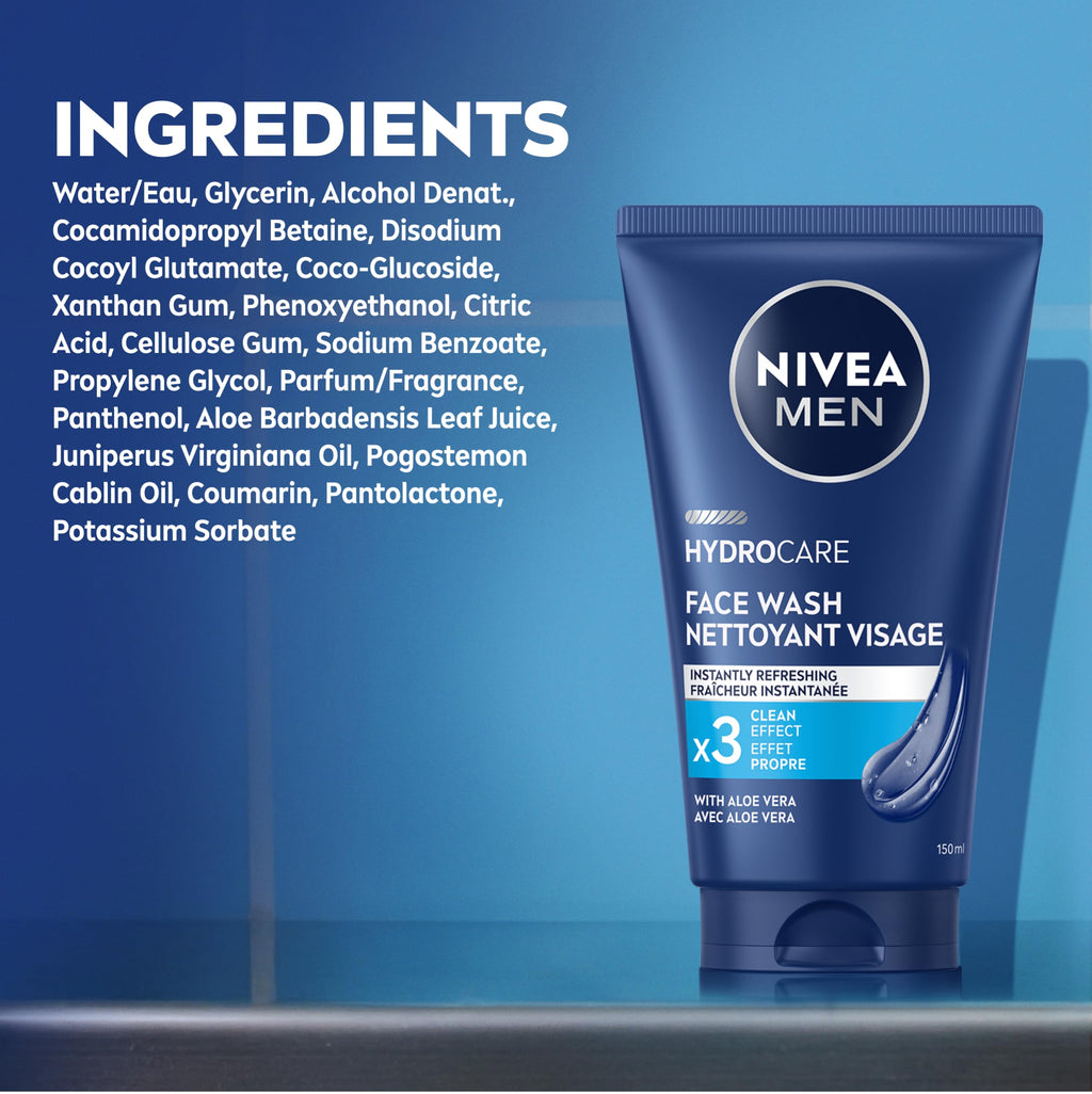 NIVEA MEN Maximum Hydration Face Wash, Provitamin B5 and Aloe Vera, 5 FL OZ