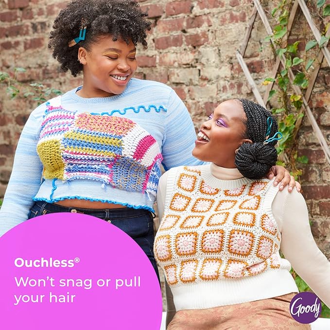 Goody Ouchless Forever Hair Elastics, 10 Ct, Black, Damage-Free Bands, 3X Stronger Elastic Ties, Retainable Shape, 16 Strand Inner Core, Styling Accessories for Women & Men, All Hair Types