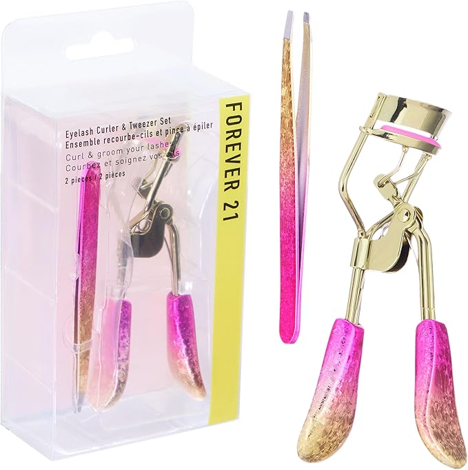 Eyelash Curler & Tweezer Set - 2pc Lash Kit w/Precision Lash for Women