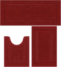 SHACOS Red Bathroom Rugs Sets 3 Piece Bath Mat U Shaped Toilet Rug
