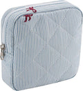 RSRSLEII Small Quilted Striped Cosmetic Pouch for Purse, Mini Cotton Makeup Bag with Compartments, Cute Zipper Lipstick Holder for Women (27 Thin Stripes)
