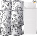 Zonon 4 Pcs Vintage Floral Car Tissue Cylinder with 240 Sheets 3 Ply Facial Tissue Bulk Black and White Round Tissues Holder Box Travel Tubes for Car Cup Holder Round Container