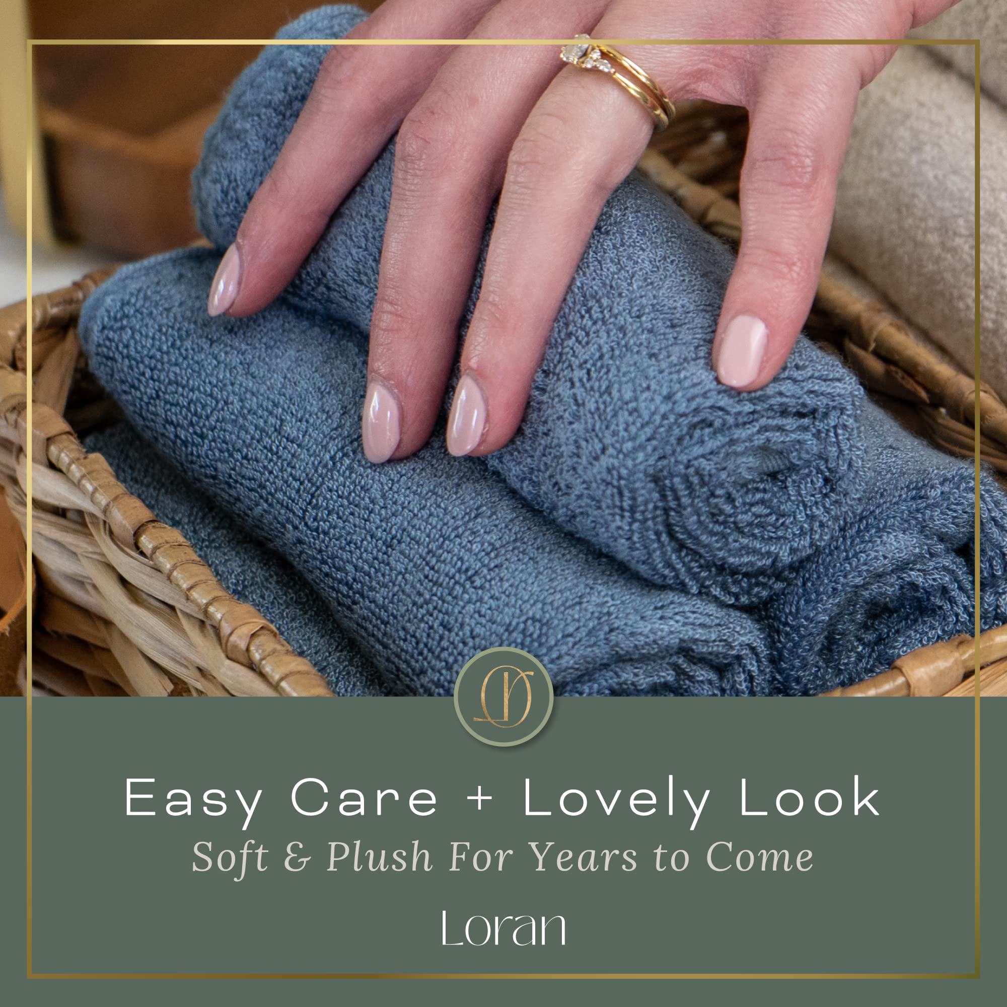 Loran Tidal Blue Facial Washcloths Set of 6 Soft Cloths 10” x 10” 100% Viscose Derived from Bamboo Spa-Like Feel Silky Face Cloth for Skin Cleansing