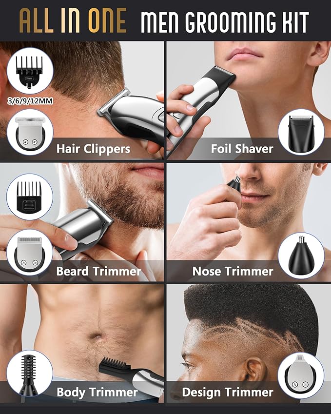 Ufree Beard Trimmer for Men, Waterproof Electric Razor, Grooming Kit