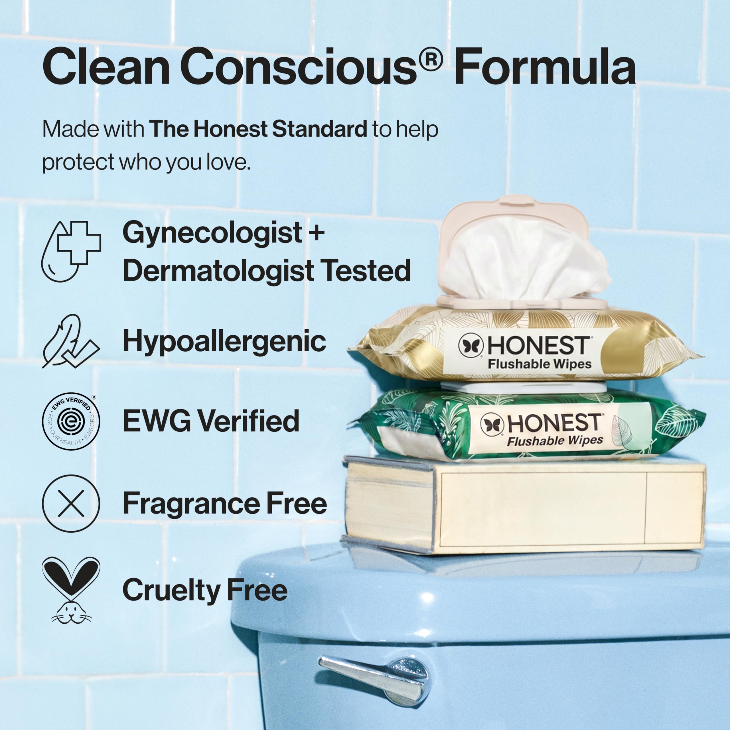 The Honest Company Flushable Wipes, Hypoallergenic, Tropical Leaves, 336ct