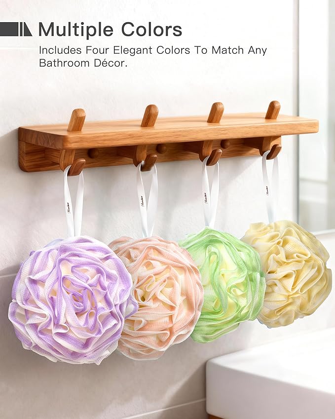 Loofah Sponge 70g, Large Exfoliating Bath Sponge, 4 Pack