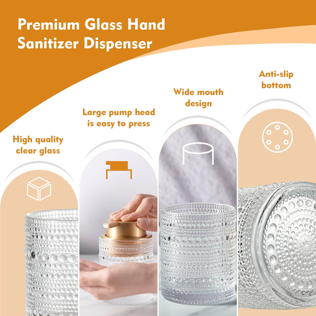 MKLZ 12oz Glass Liquid Soap Dispenser with Gold Pump, Hand Soap Bottles