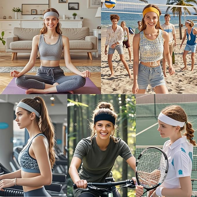 9Pcs Headbands for women Non Slip Headband, Soft Elastic Hair Bands for Women’s Hair, Fashion Cotton Cloth Stretchy Sweat Bands Headbands for Sports, Makeup, Gym, Running, Yoga, Workout (9Colors-C)