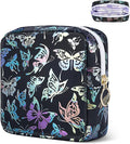 Likesing Period Bag Pouch, Leather Sanitary Napkin Storage Bag for Girls Womens, Portable Sanitary Napkin Period Pad Pouch Bag for Purse (Black-Dancing Butterfly)