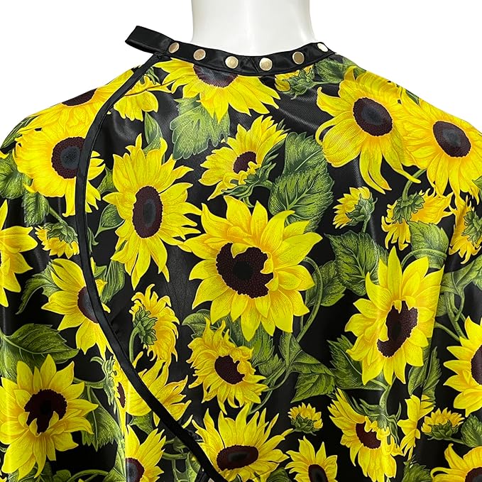 Salon Cape for Women, Hair Cutting Cape with Snaps, Professional Large Barber Stylist Hairdresser Cape, Waterproof & Light Weight & Machine Washable- 63”× 56”(Sunflower)
