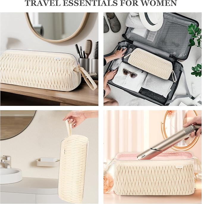 Leudes Dyson Airwrap Travel Case for Shark Hair Dryer Airstraight Flex Style Hair Attachment Tool Organizer Accessories Air Wrap Flat Curling Iron Carrying Case (Beige)