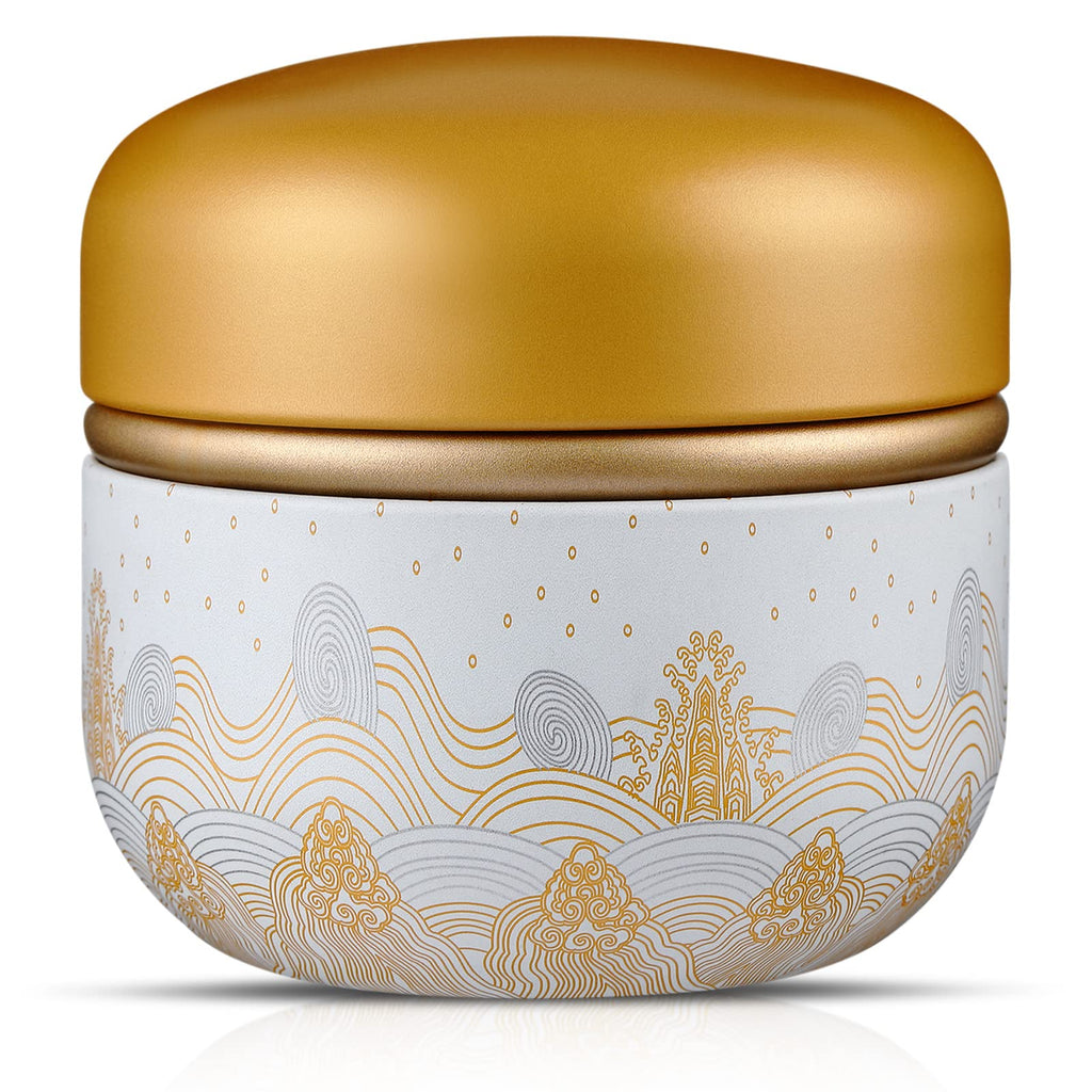 Body Powder Powder Case with Powder Puff Powder Container Tea Canister for Baby and Adult Body Talcum Powder Tea Box (Yellow Sea)