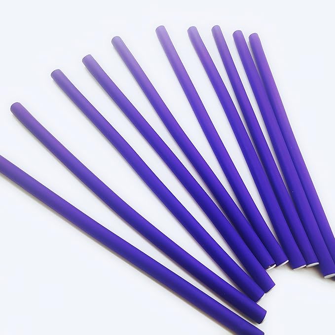 10 Pieces Flexible Curling Rods Twist Foam Hair Rollers Soft No Heat Curlers for Long & Short Women's Hair (0.31 x 9.4 Purple, Hot Curly Style)